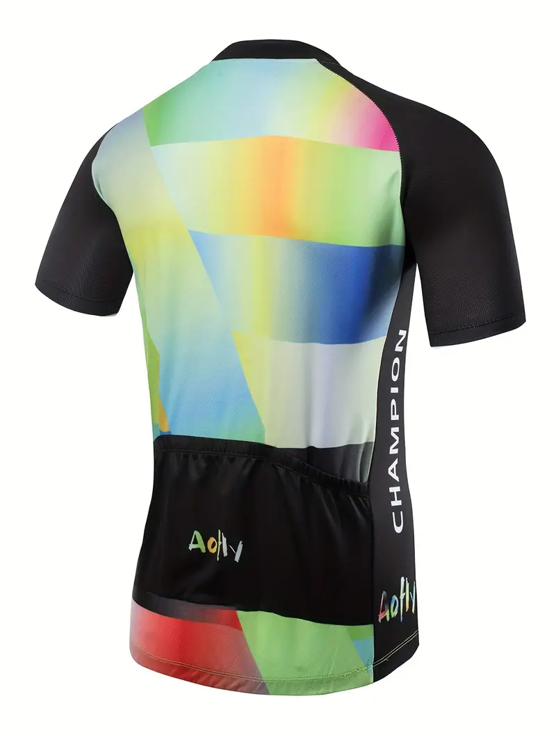 Breathable Men's Cycling Jersey with Reflective Strip and 3 Back Pockets - Quick Dry Sportswear Road and Mountain Biking Jersey