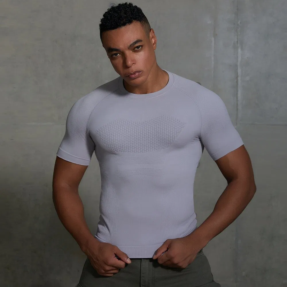 Men Seamless Workout Wear Light Weight Running Sportswear T Shirt Quick Dry Compression Shirts for Men