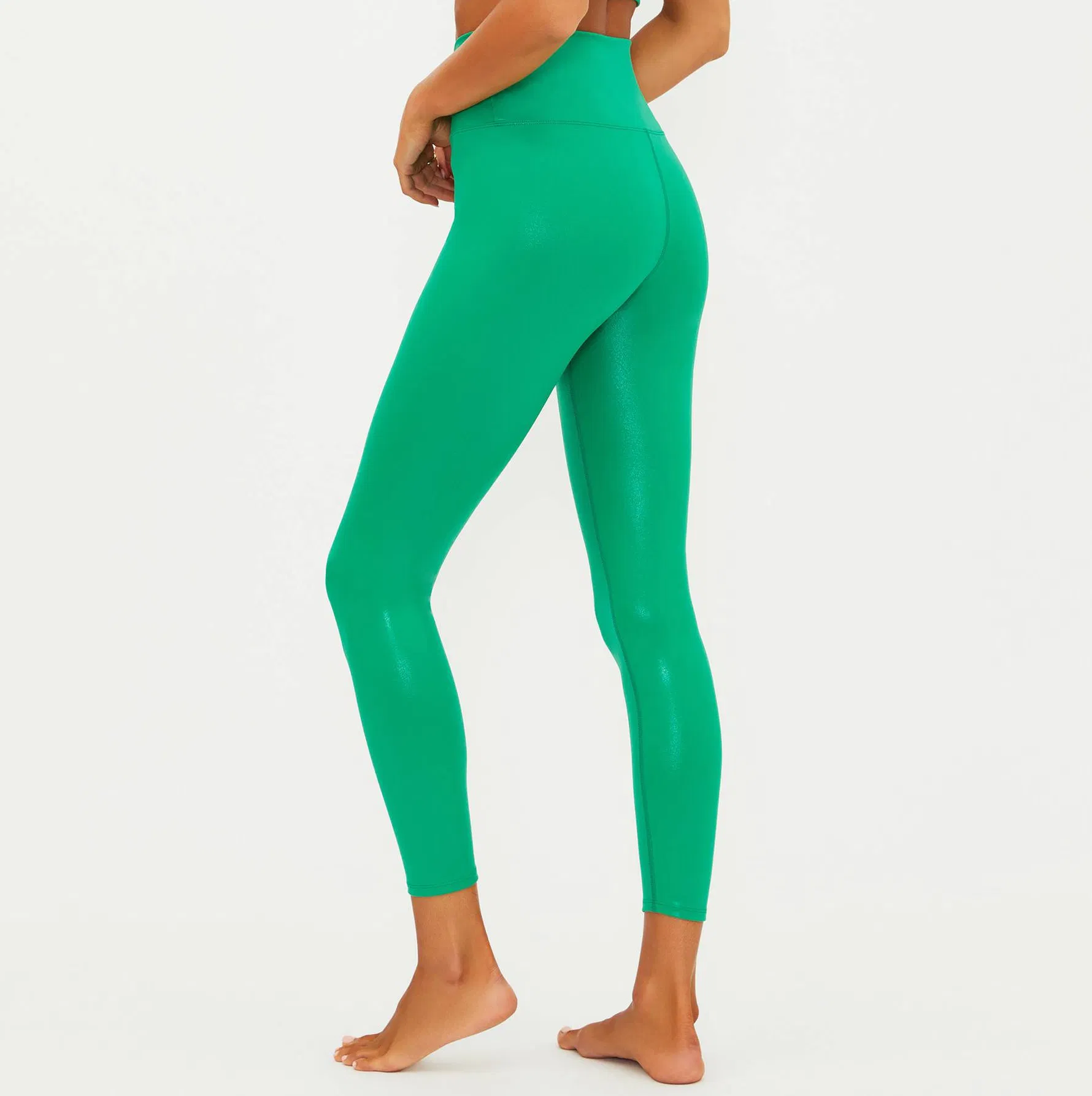 Frosted Fir Shine High Waisted Yoga Tights for All-Day Comfort