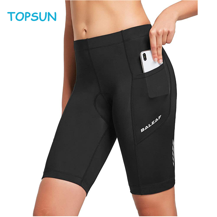 Womens Bike Shorts 3D Padded Pocket Cycling Shorts Nylon Spandex Bicycle Gel Upf 50+