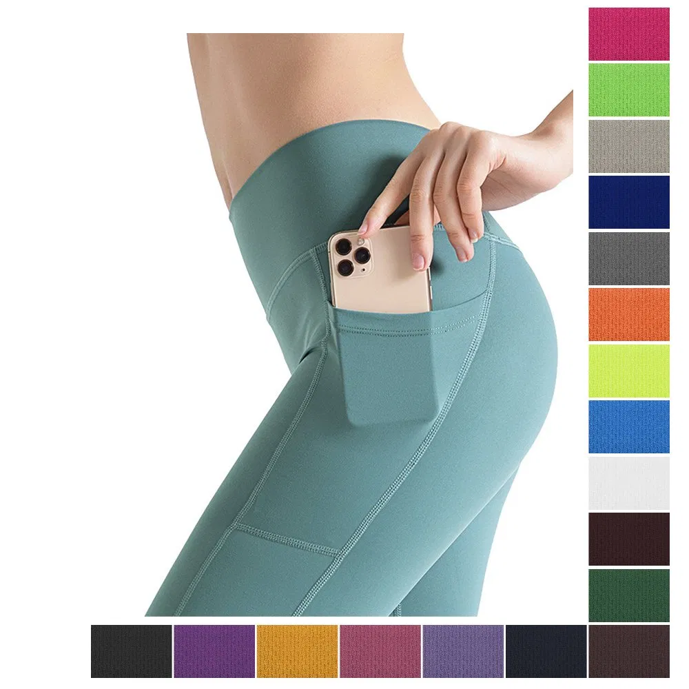 Naked Feeling Sport Yoga Pants Tights Gym Fitness High Waist Compression Push up Workout Running Leggings with Pockets for Women Sexy