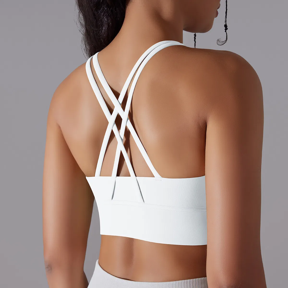 Gym Sports Bra for Women Criss-Cross Back Padded Strappy Fitness Bra Medium Support Yoga Bra with Chest Pads Womens Activewear