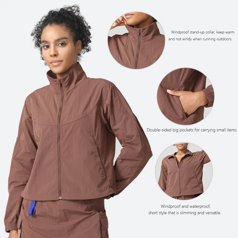 High-End Custom Lightweight Casual Sports Running Full Zip up Jacket Women Windbreaker Hiking Outdoor Jacket