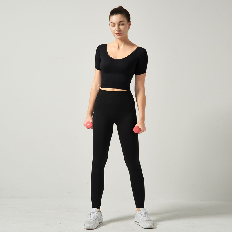 Seamless Fitness Women High Waist Leggings Activewear Set