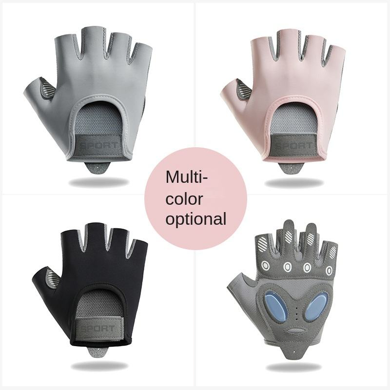 Customized Logo Women's High Quality Half-Finger Sports Gloves Non-Slip Cycling and Weightlifting Gym Gloves Adjustable Cycling Weightlifting Gloves for Fitness