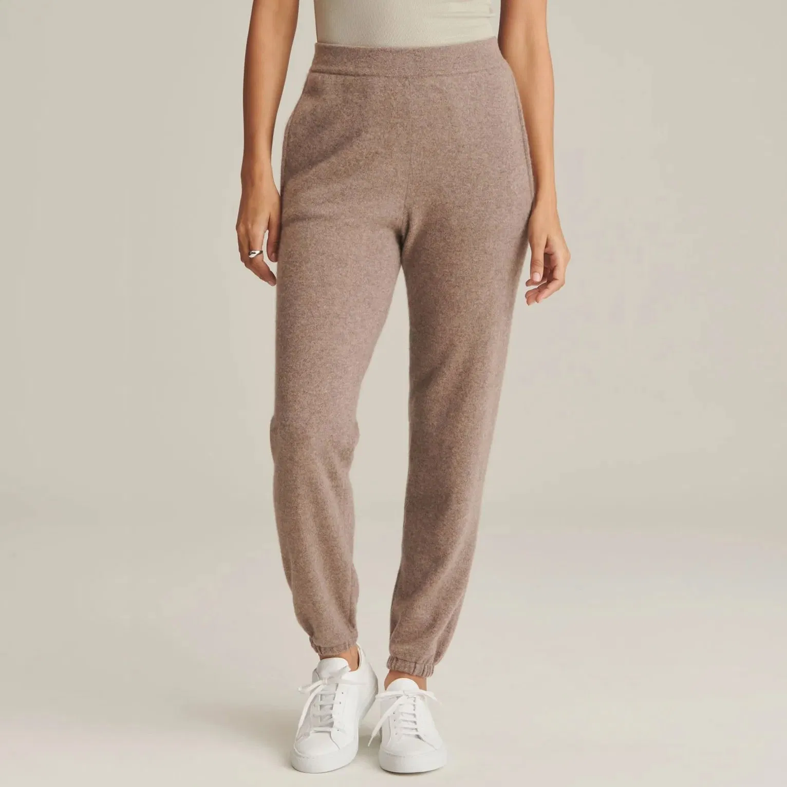 Cashmere Knitted Women's Fashion Multi-Color Cinched-Ankle Jogger-Pant, Track-Pant or Sweatpant