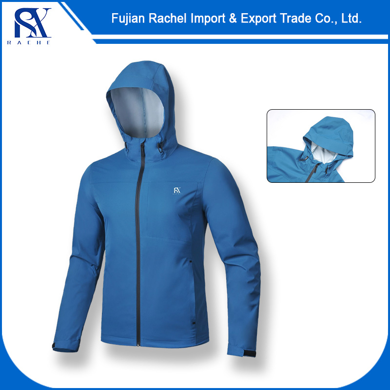 Outdoor Running Windproof Jacket with Hoodie Lightweight Windbreaker Jacket in Blue
