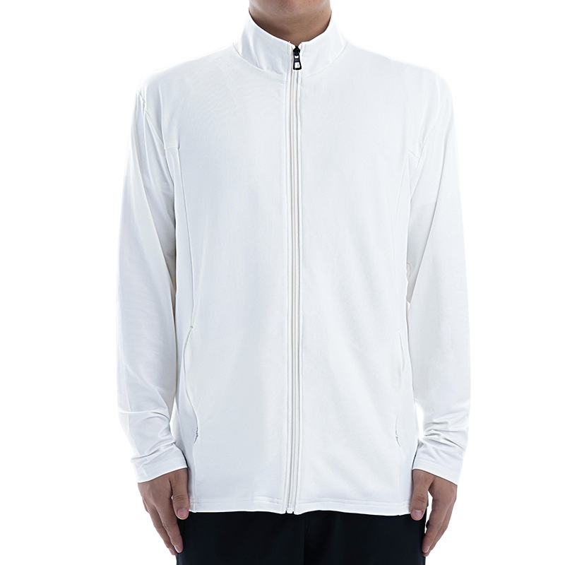 Men Full Zip Sweatshirt Mock Neck Lightweight Jacket Basic Running Sweatshirt Casual Plain Soft Jacket with Pocket