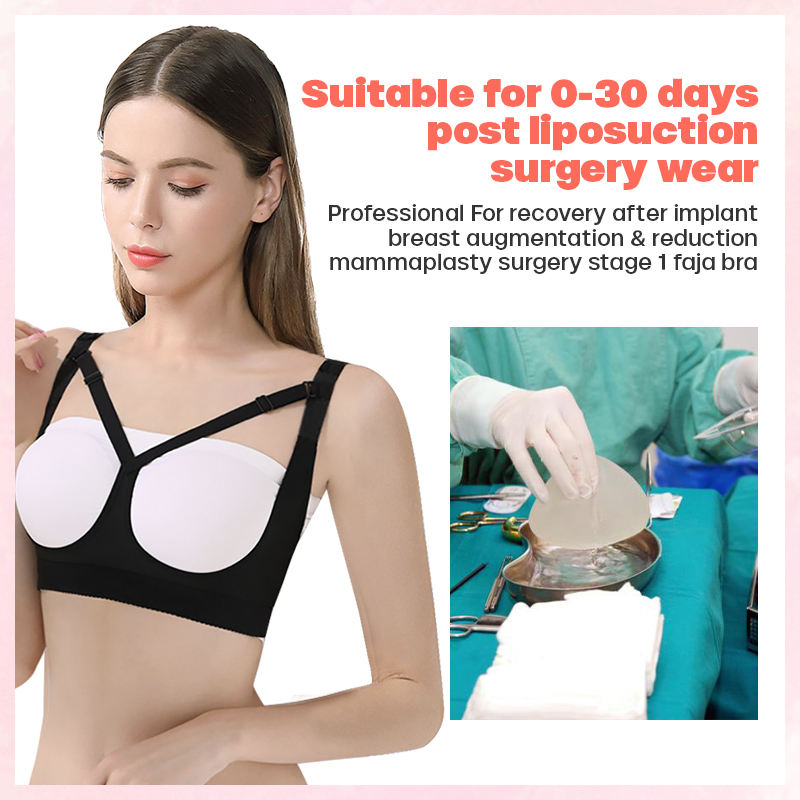 Stage 1 High Compression Shaper Top Women Sports Support Post Surgical Breast Augmentation Bra
