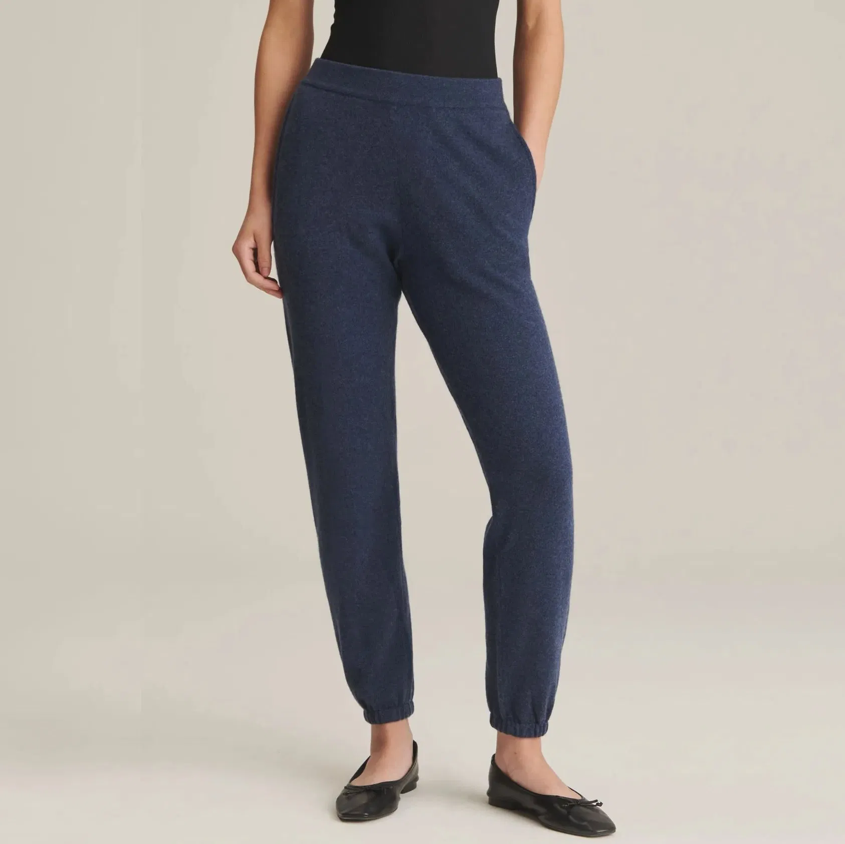 Cashmere Knitted Women's Fashion Multi-Color Cinched-Ankle Jogger-Pant, Track-Pant or Sweatpant