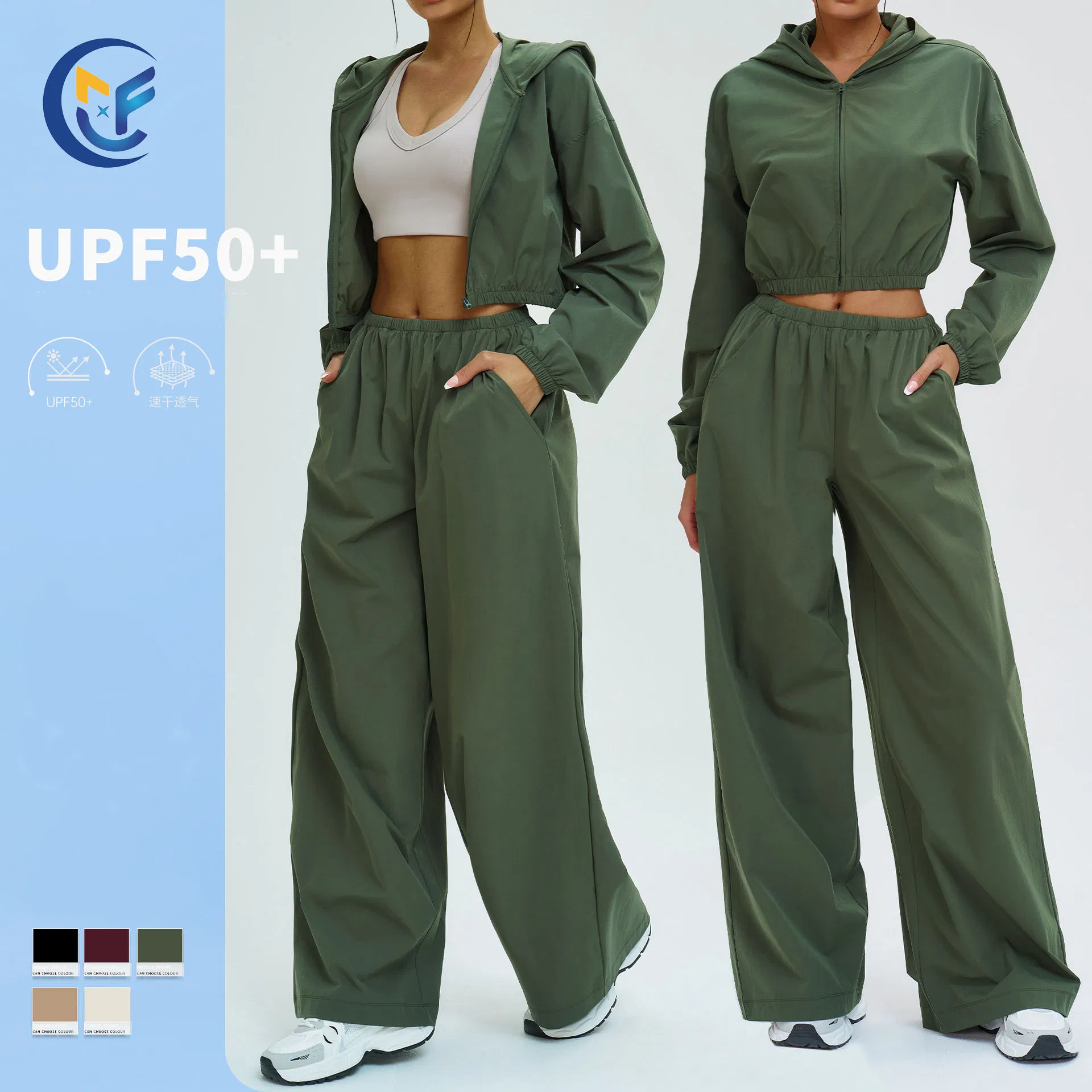 Custom Logo Fashion Solid Color 2 PCS Yoga Active Set Long Sleeve Sports Running Bra Suit Women Fitness Gym Jacket Wear for Ladies Athletic