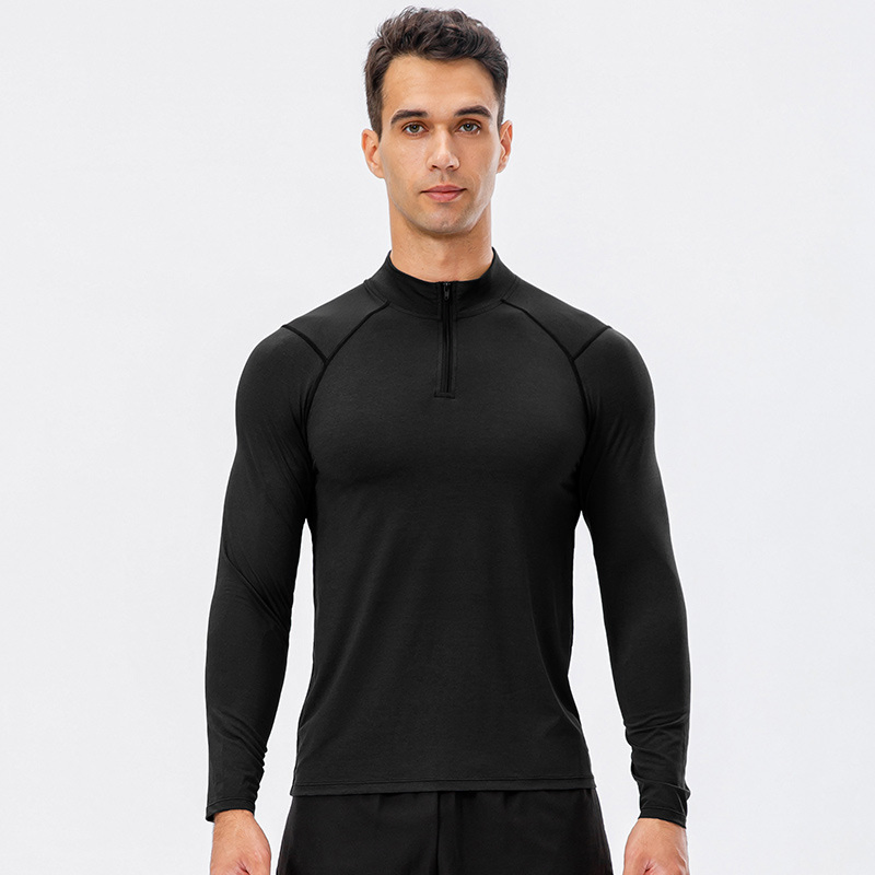 Fitness Long Sleeve Gym Running Sportswear Half Zipper Slim Training Hoodie
