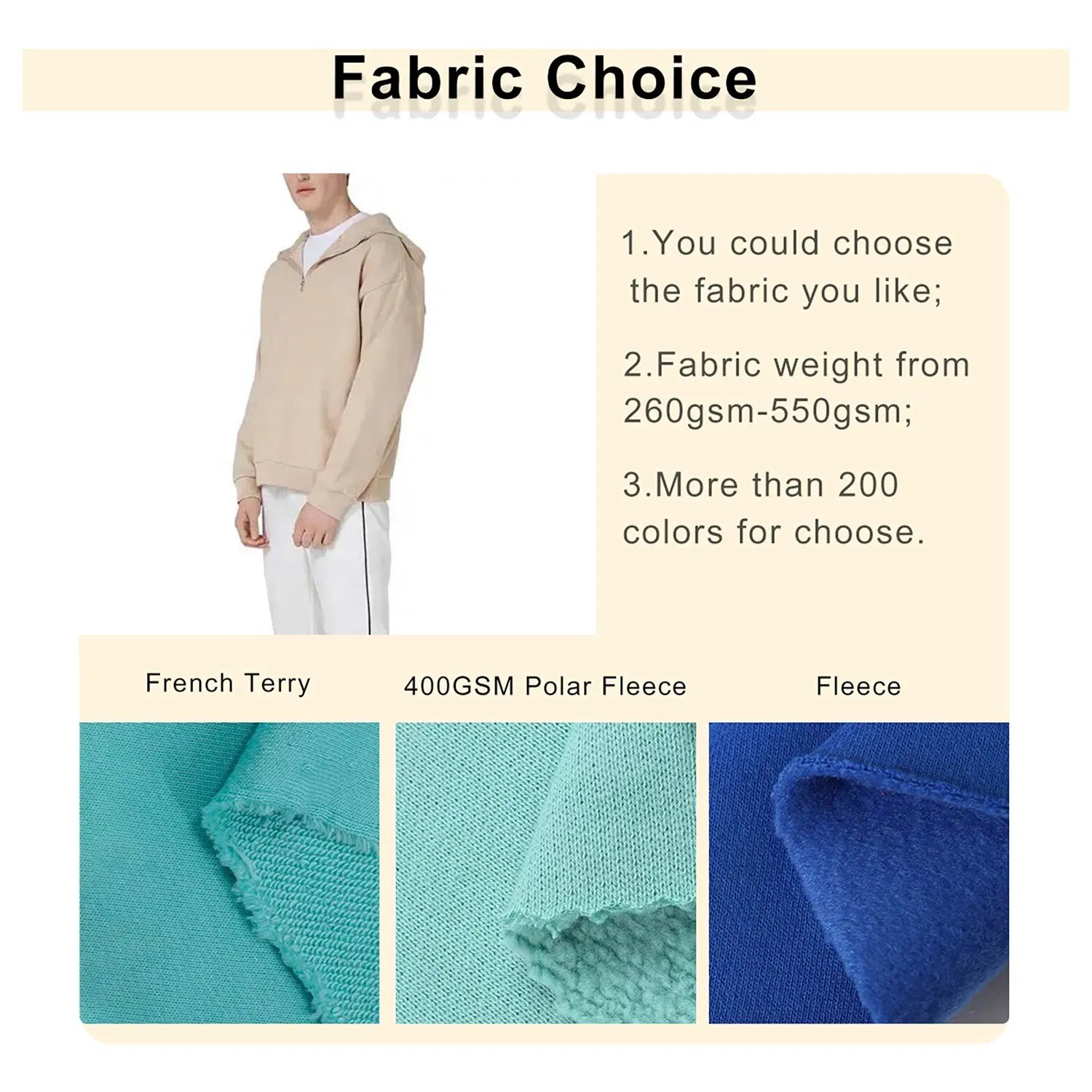 High Quality Sportswear Training Fleece Soft Hot Sale 100%Cotton Embossed Heavyweight Hoody Men 1/4 Zip Hoodie