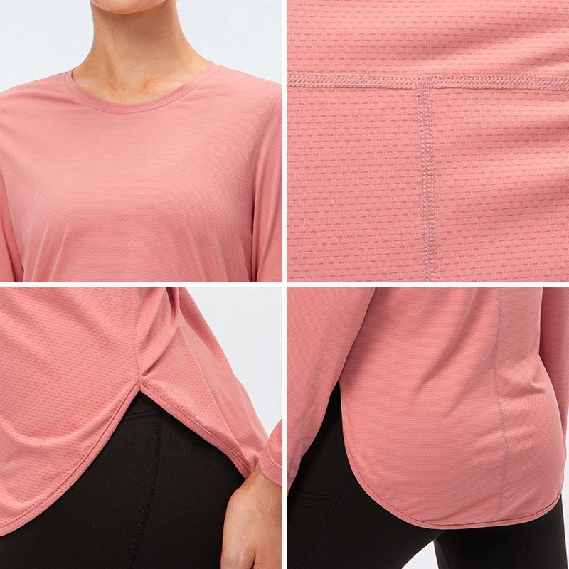 Upf50+ Long Sleeve Protection Quick-Dry Workout Tops with Pockets Hiking Swim Shirt