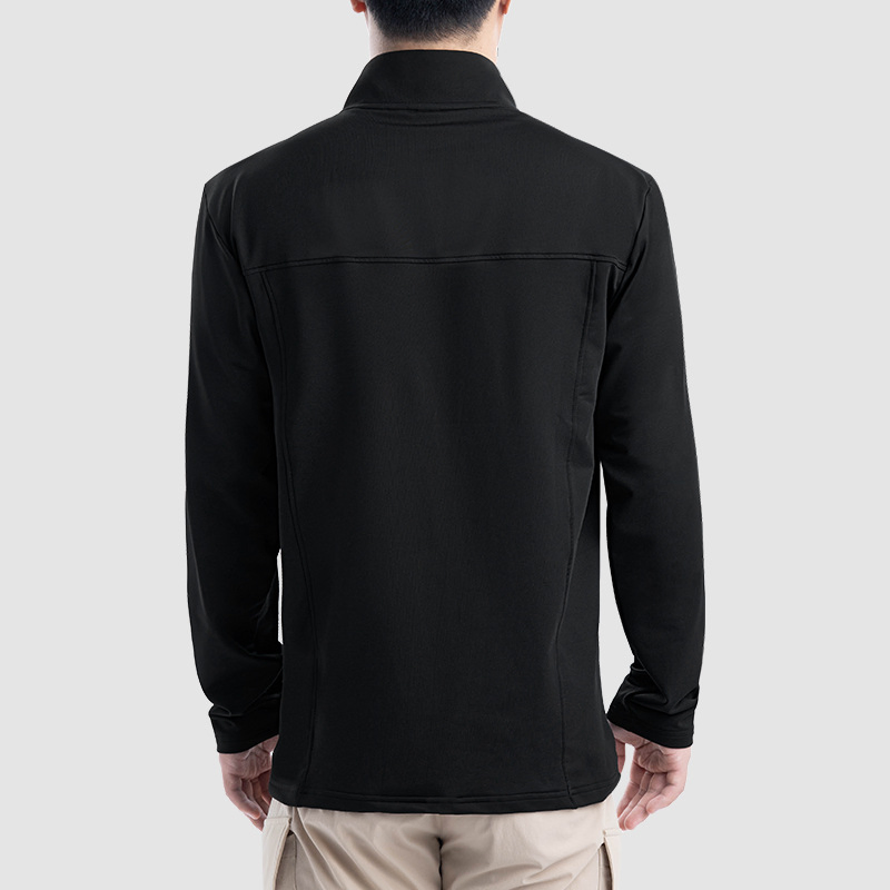 Men Full Zip Sweatshirt Mock Neck Lightweight Jacket Basic Running Sweatshirt Casual Plain Soft Jacket with Pocket