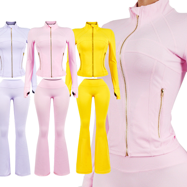 Fitness Casual Wear Women Yoga Tops Yoga Sports Long Sleeve Coat Zipper Tight Breathable Running Sportswear Jacket