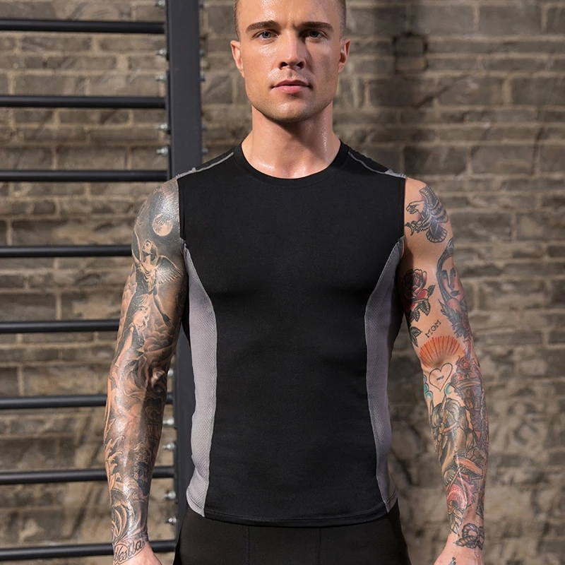 Men Running Vest Gym Sleeveless Rashguard T-Shirts Fitness Bodybuilding Quick Dry Breathable Shirts Men's Training Tank Tops