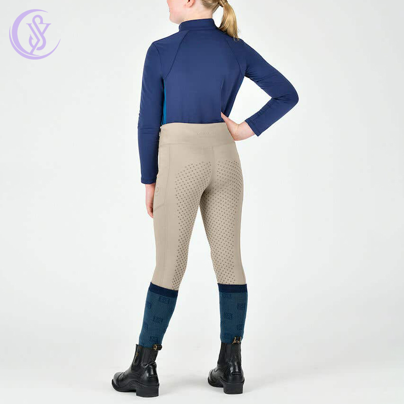 Cozy Soft High Waisted Compression Equestrian Riding Tights for Kids