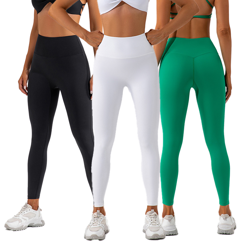 Wholesale Custom Fitness Athletic Clothing Quick-Drying Nude Feeling High Waist Buttock Lifting Abdominal Compression Sports Running Yoga Gym Leggings for Women
