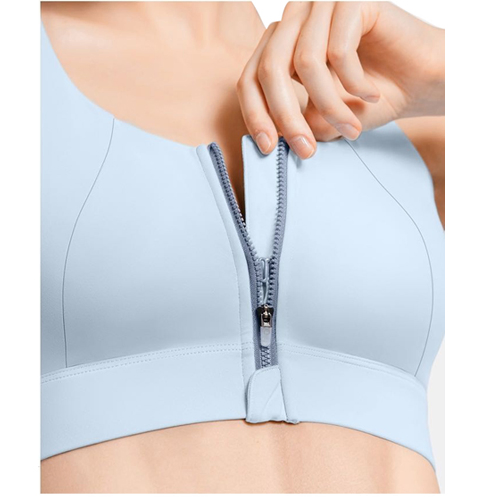 Woman’ S High Support Yoga Sports Bras Racerback Front Zip Sports Bra with Padded Cups