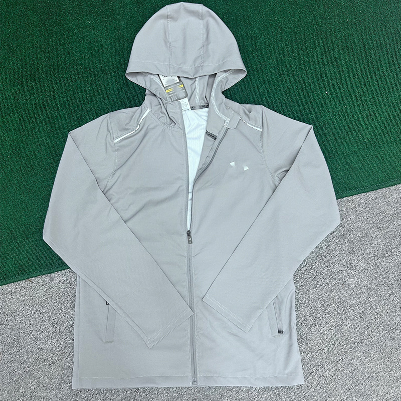 Soccer Men's Lightweight Windbreaker Jacket Hooded Outdoor Sports Jacket for Hiking Cycling Running Breathable Tracksuit