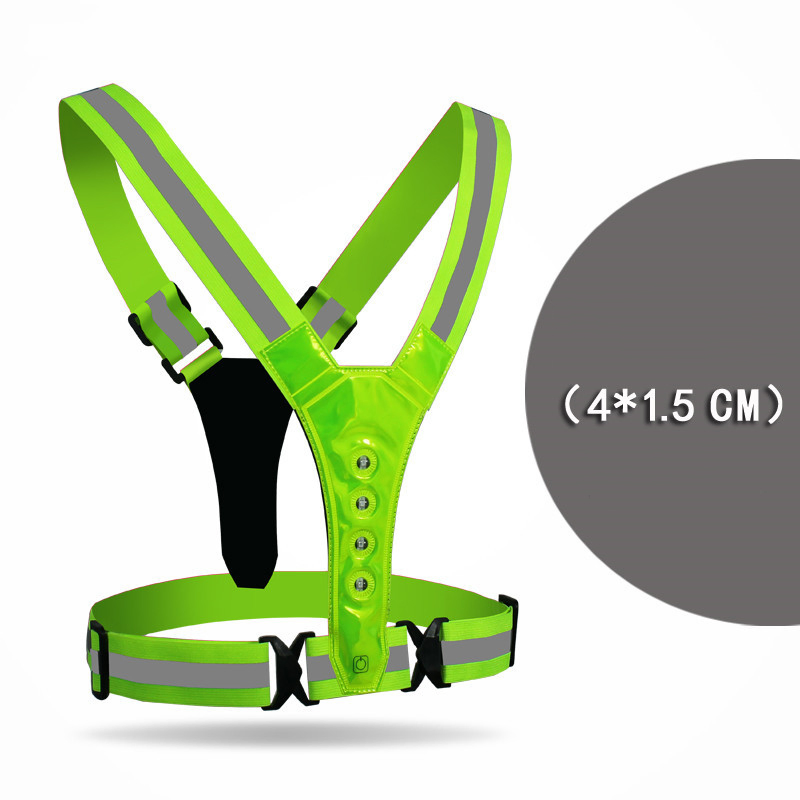CE High Visibility Adjustable Reflective Safety Harness Durable Bicycle LED Vest for for Men Women Night Cycling, Hiking