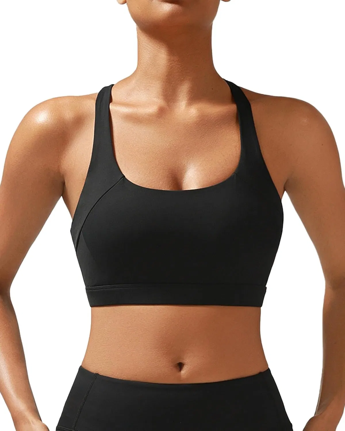 Sports Bras for Women, U Back Padded Medium Support Wireless Yoga Workout Longline Sports Bra with Removable Cups
