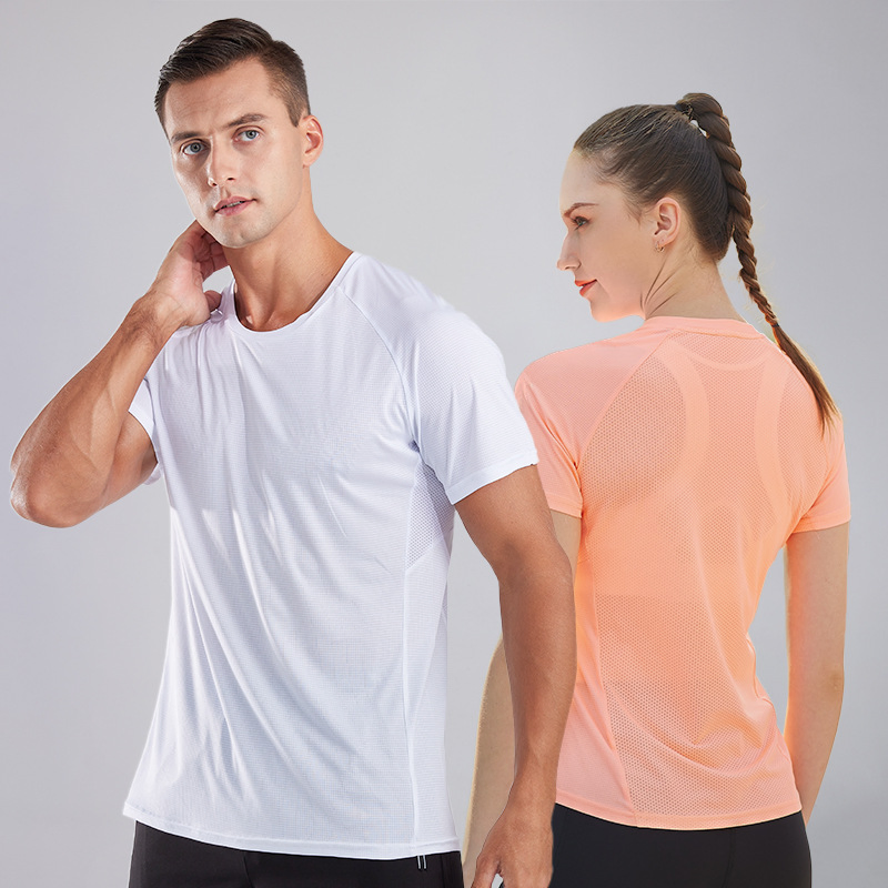 Wholesale New Active Quick Dry Mens and Womens Matching Short Sleeved Workout T Shirt, Moisture Wicking Mesh Athletic Tee Shirts for Men