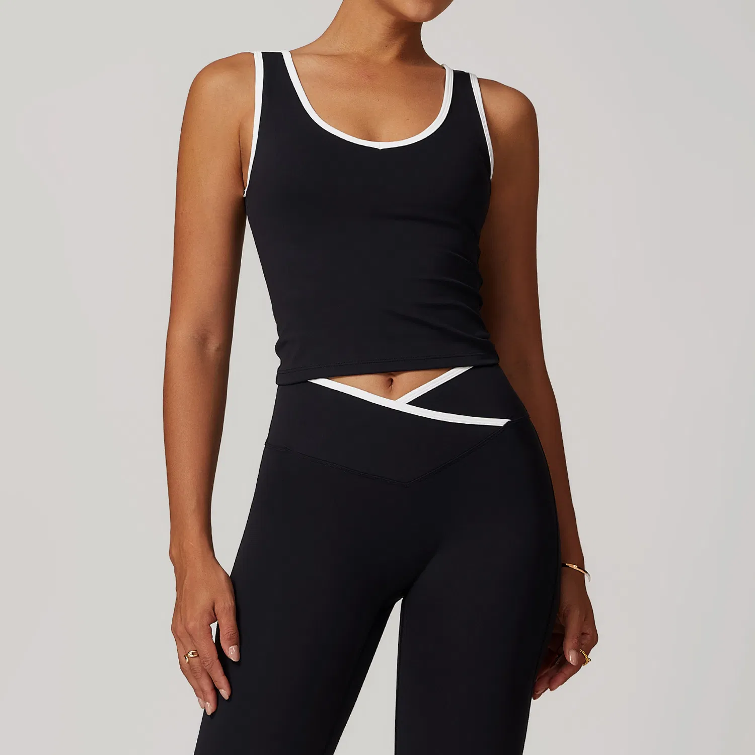 Women V-Back Permanent Cup Pad Running Longline High Impact Support Sport Yoga Workout Fitness Bras Tank Crop Top Sports Bra