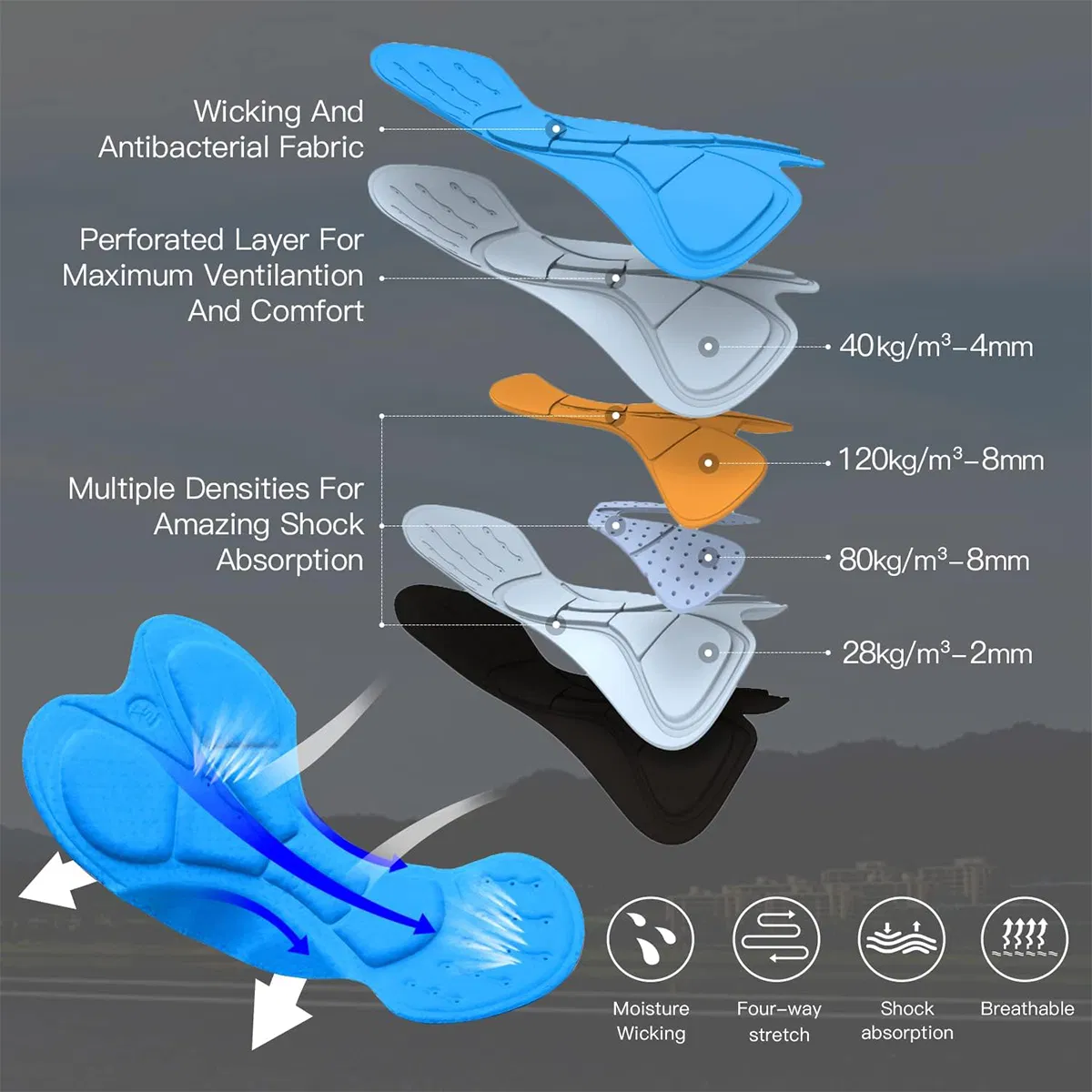 Cycling Underwear Shorts 4D Padded Bike Bicycle MTB Liner Free to Mexico City