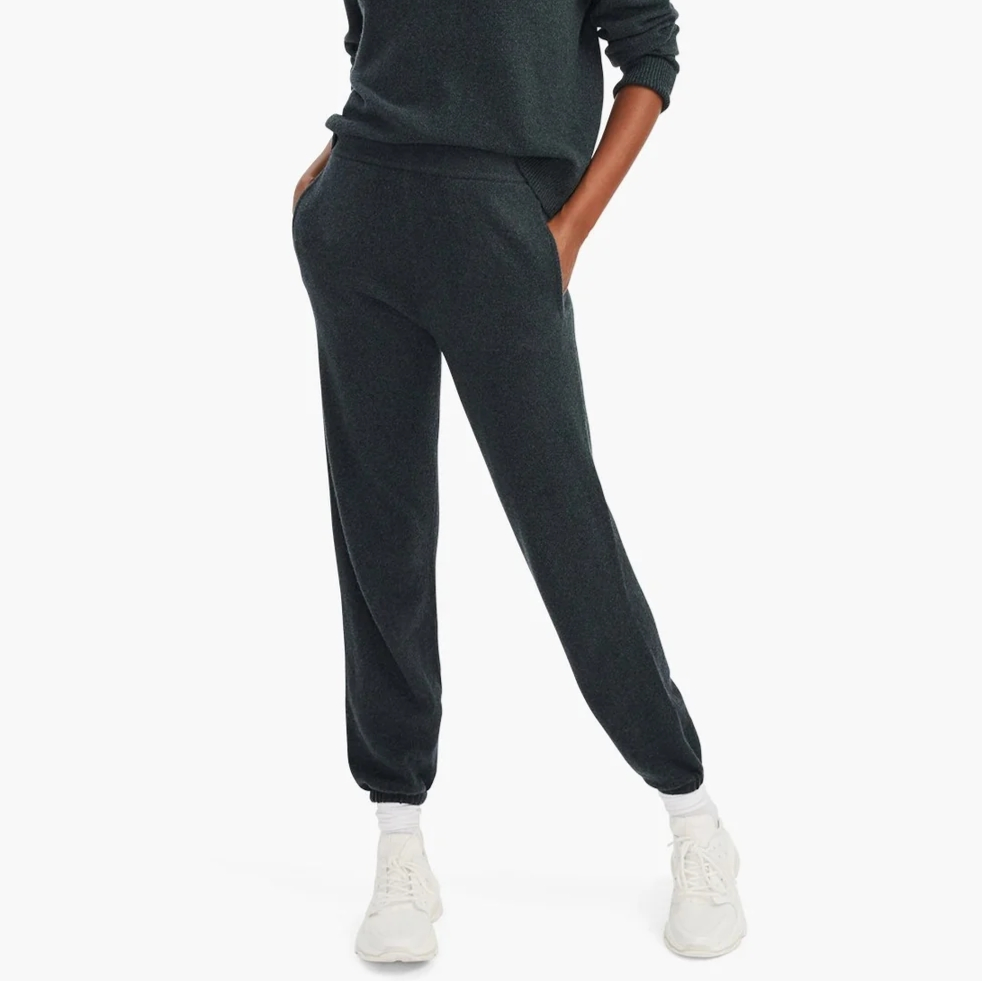 Cashmere Knitted Women's Fashion Multi-Color Cinched-Ankle Jogger-Pant, Track-Pant or Sweatpant