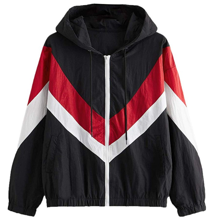 Wholesale Custom Windproof Breathable Cycling Windbreaker Zipper Jacket with Hood Stripe Contrast Color