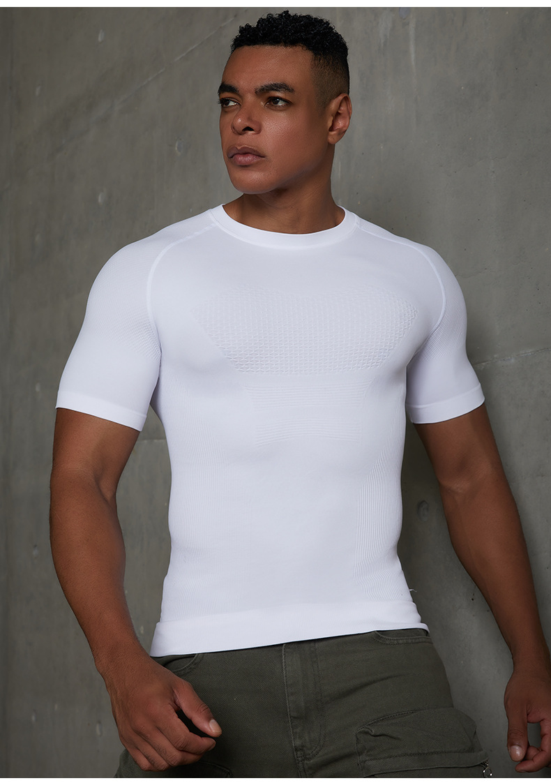 Men Seamless Workout Wear Light Weight Running Sportswear T Shirt Quick Dry Compression Shirts for Men