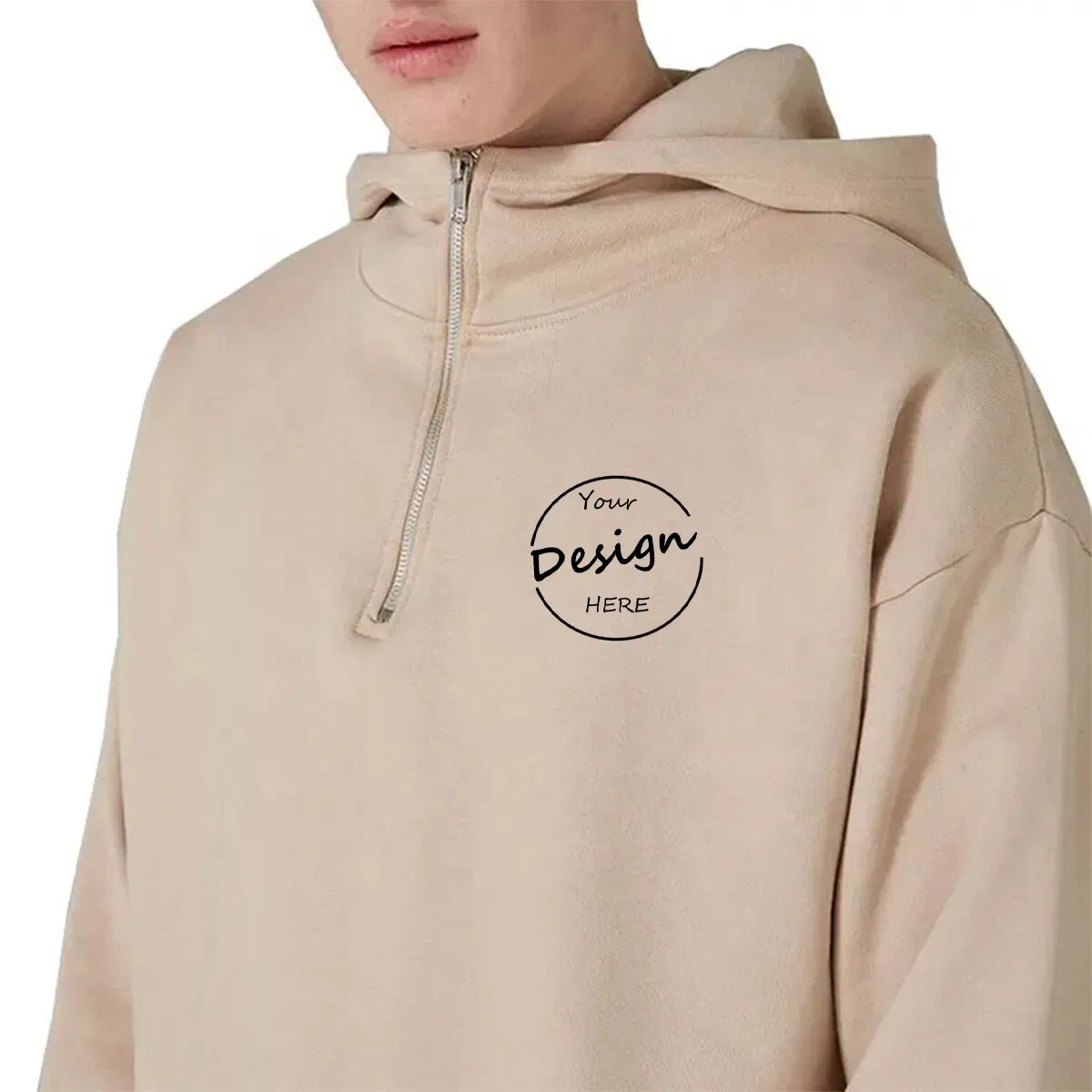 High Quality Sportswear Training Fleece Soft Hot Sale 100%Cotton Embossed Heavyweight Hoody Men 1/4 Zip Hoodie