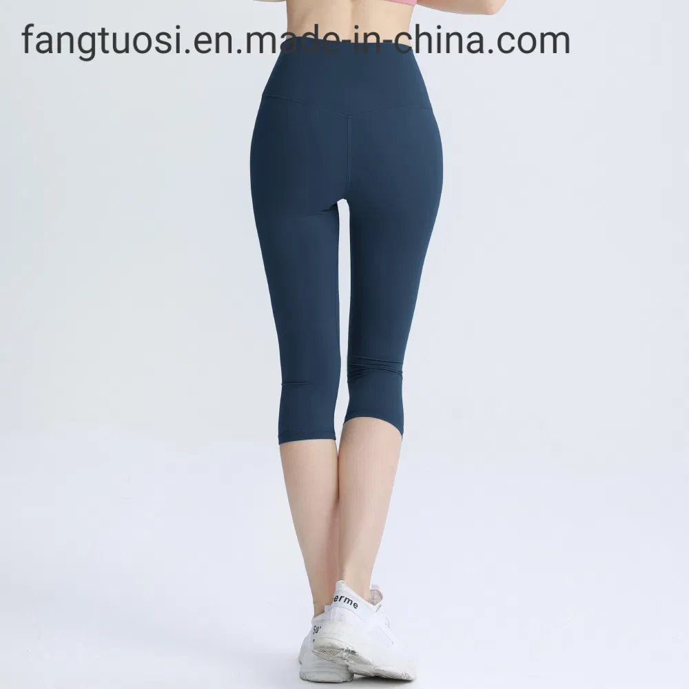 Recycled Squat-Proof 3/4 Calf Length No Front Seam Compression Sports Tights Workout Yoga Pants Capris Leggings