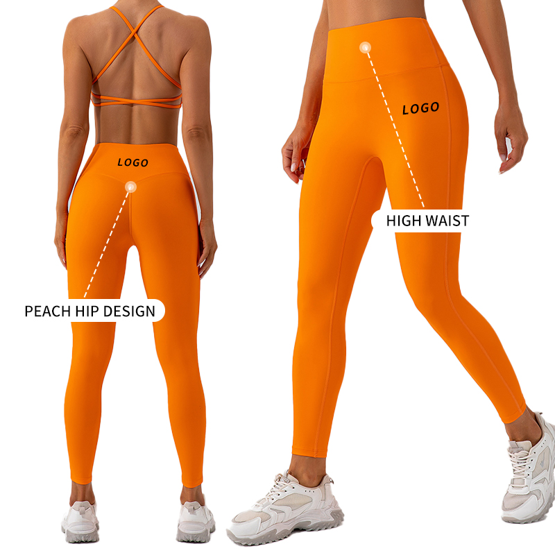 Wholesale Custom Fitness Athletic Clothing Quick-Drying Nude Feeling High Waist Buttock Lifting Abdominal Compression Sports Running Yoga Gym Leggings for Women