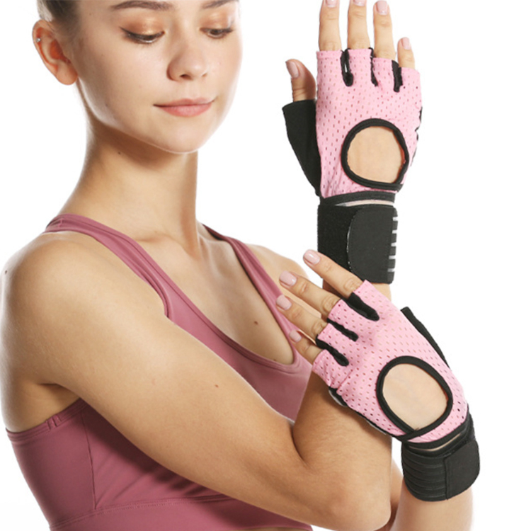 Factory Price Palm Protection Gym Gloves with Built-in Wrist Wrap, Breathable Weight Lifting Gloves, Solid Grip Fitness Half Finger Gloves for Cross-Training