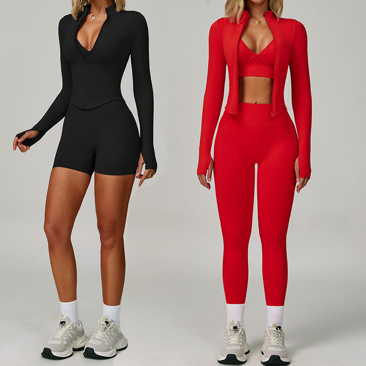 Women's Seamless Legging Yoga Bra Suit Long Sleeve Jacket Quick Dry High Waist Leggings Gym Shorts Fitness Clothing Sports Top Pants Custom Yoga Wear