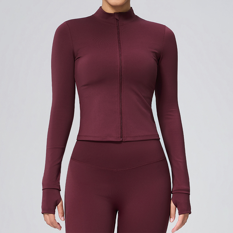 Lulu-Style Women's Lightweight Silk Breathable Long-Sleeved Full-Zip Solid Yoga Running Gym Jackets