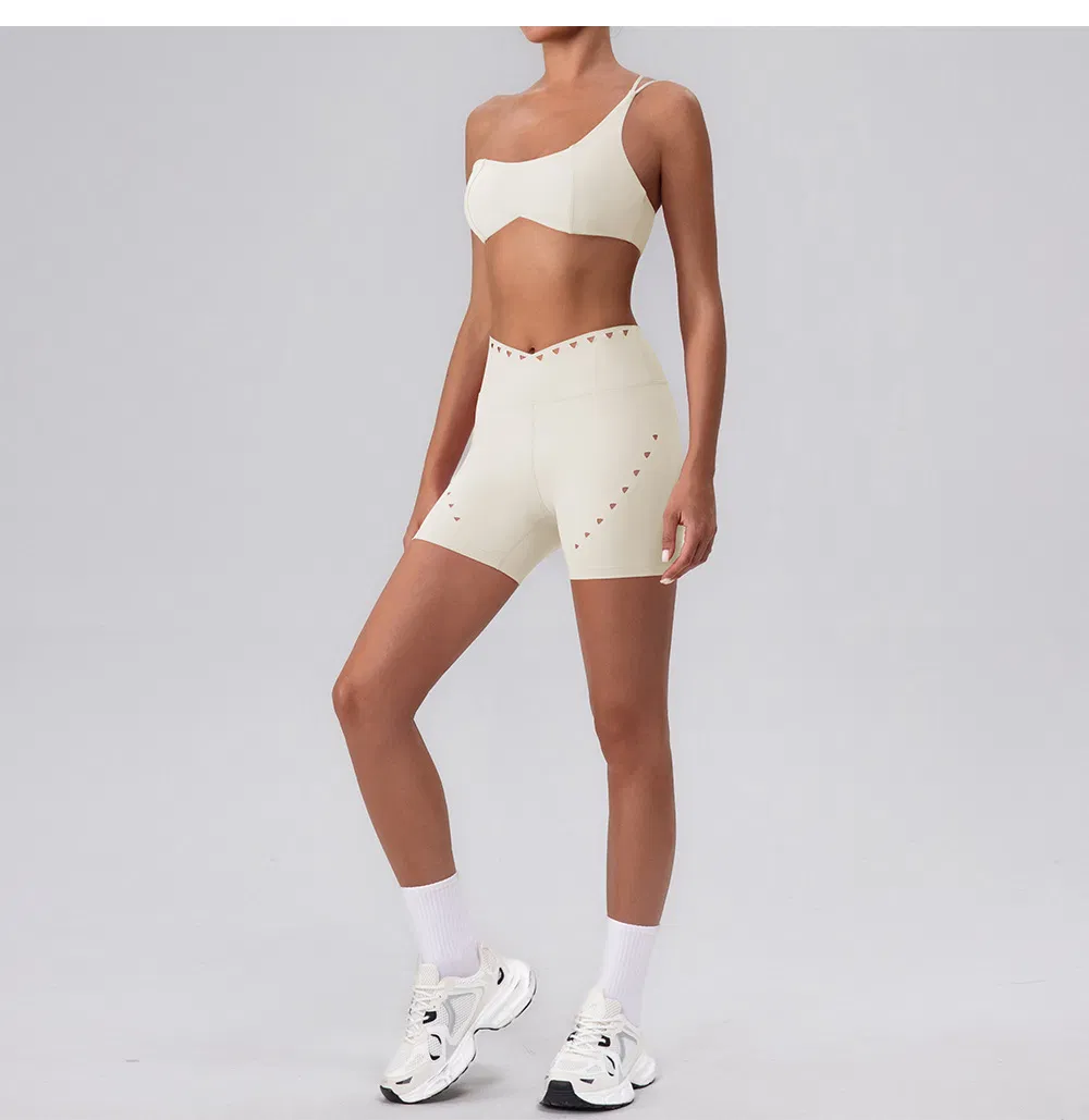 2025 Newest Breathable Air Hole Running Yoga Shorts Women Custom Cross Waistband Workout Shorts