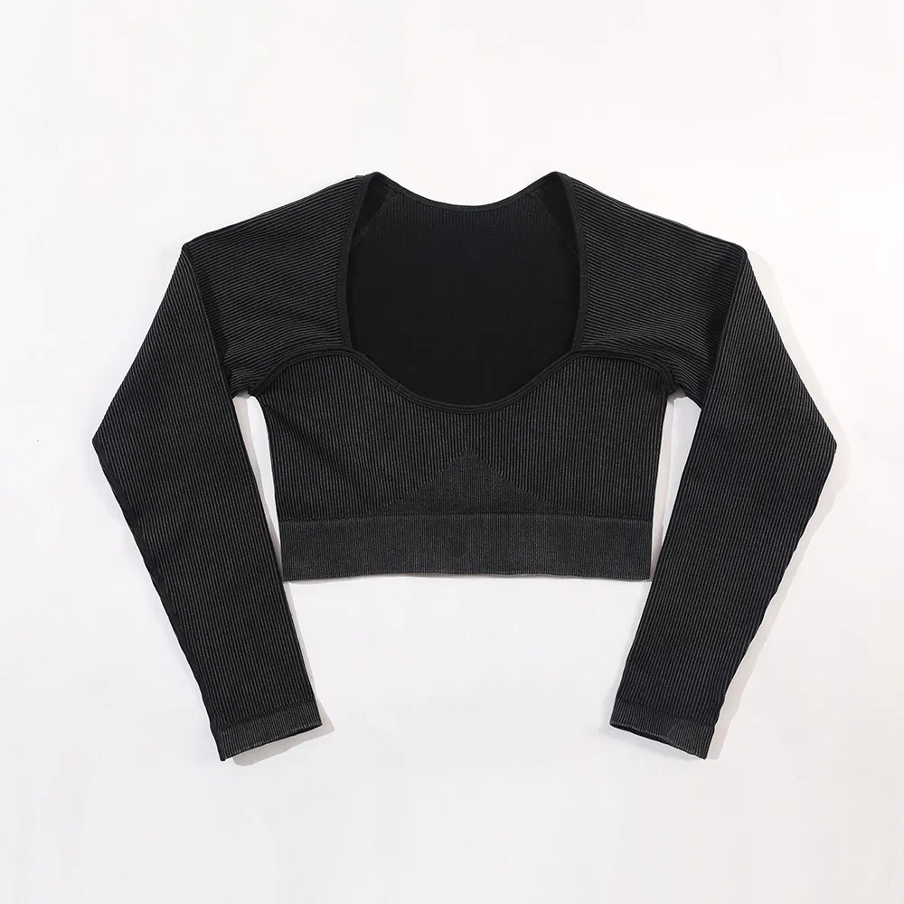 Wholesale High-Quality Seamless 2/3/4/5/6PCS Women Clothing Yoga Set Workout Activewear Long-Sleeve Top/Bra/Shorts/Leggings