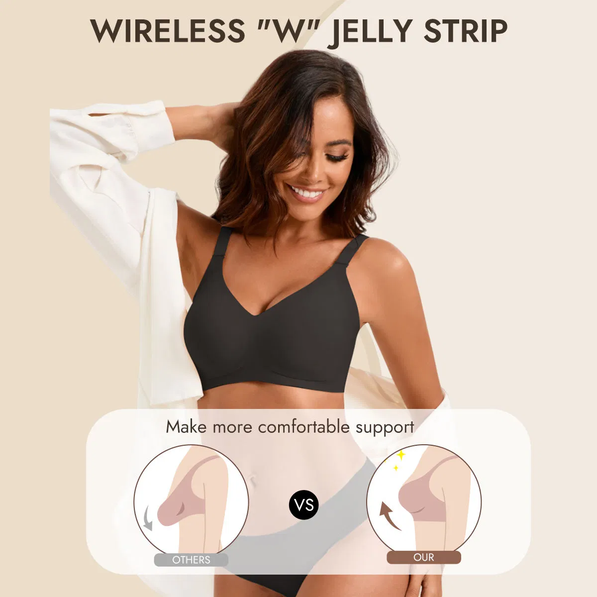 Skin-Friendly Sport Padded Smoothing Plus Size Support Push up Seamless Bra