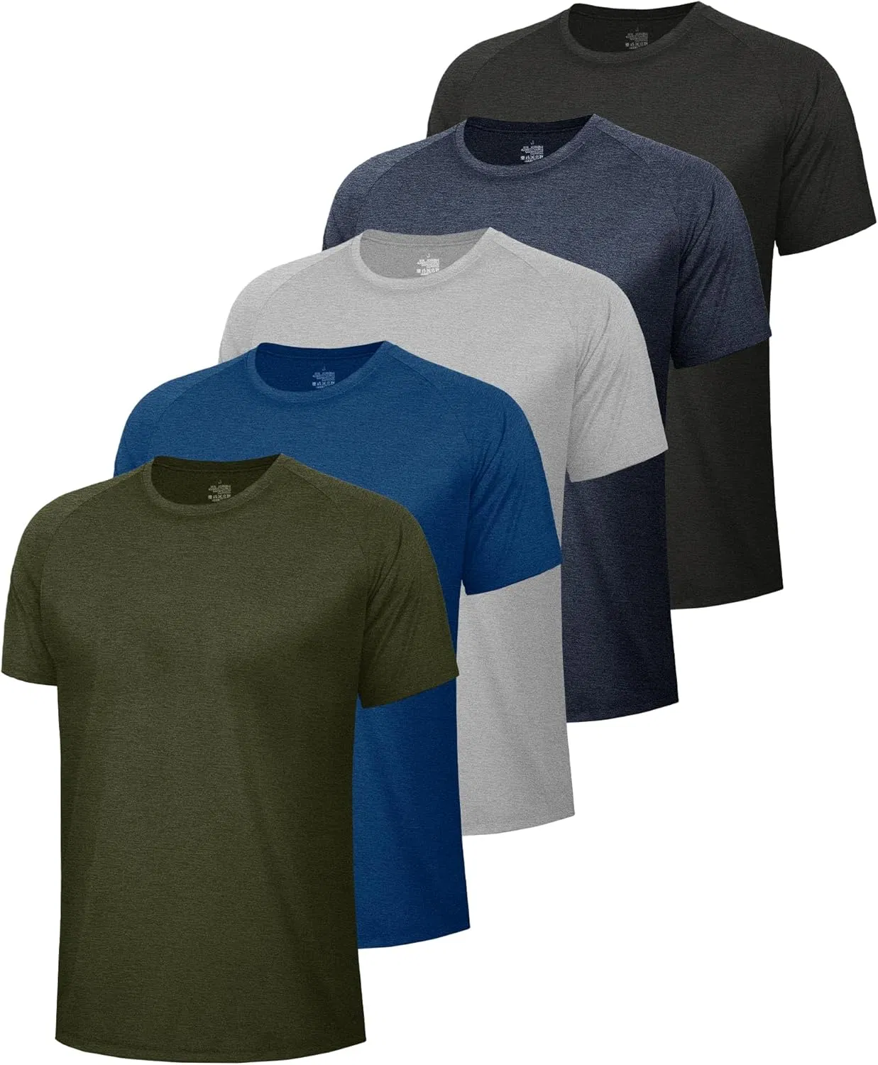 5 Pack Workout Shirts for Men-Quick Dry Black Gym Moisture Wicking Short Sleeve T-Shirts for Running Athletic Casual
