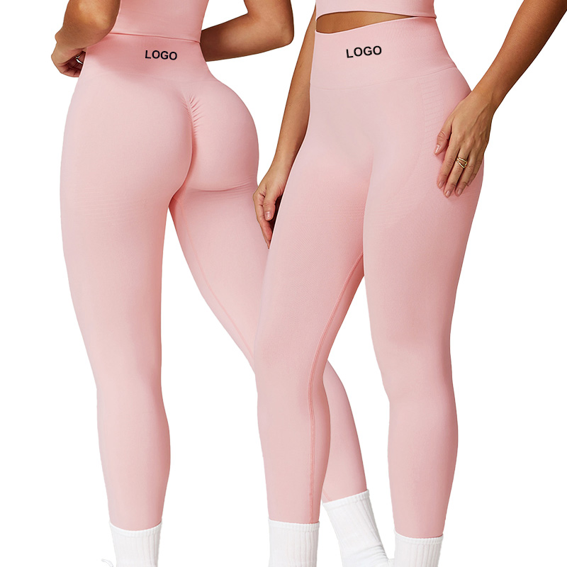 90% Nylon 10%Spandex Seamless Scrunch Butt Lift High-Waisted Tummy Control Running Gym Fitness Workout Yoga Leggings