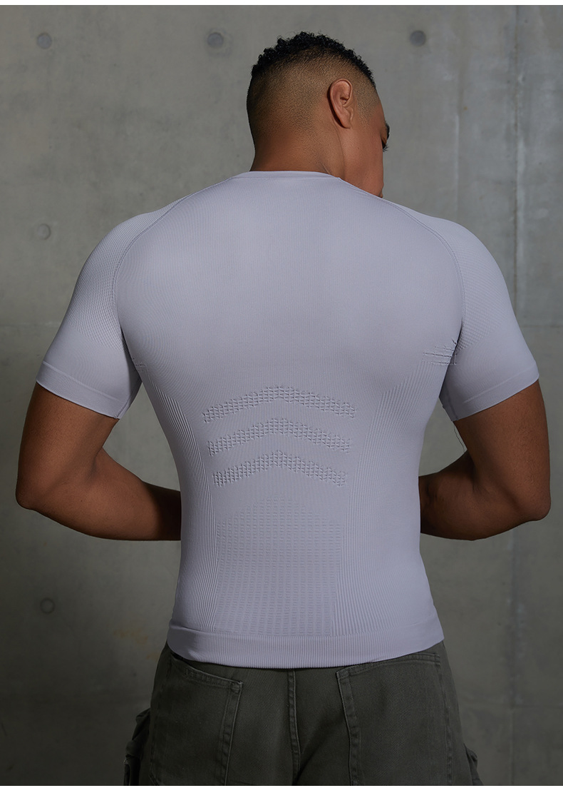 Men Seamless Workout Wear Light Weight Running Sportswear T Shirt Quick Dry Compression Shirts for Men