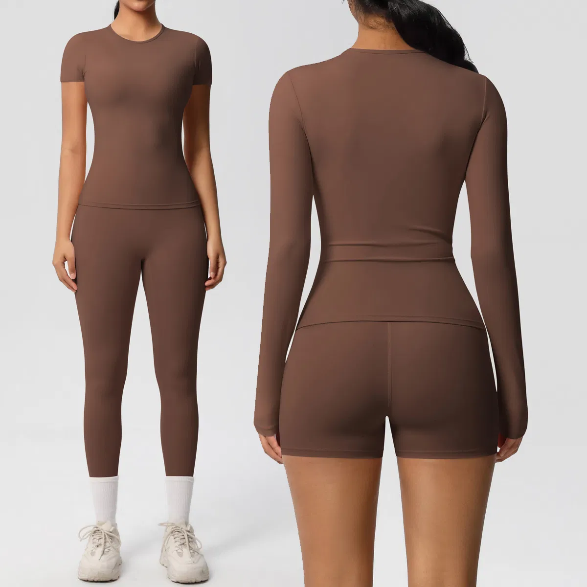 Women's Seamless Activewear Set 6 Piece Workout Outfits for Running Cross Back Tank Top+Gym Jacket Clothes+High Waist Biker Shorts+Yoga Legging+Sports Bra