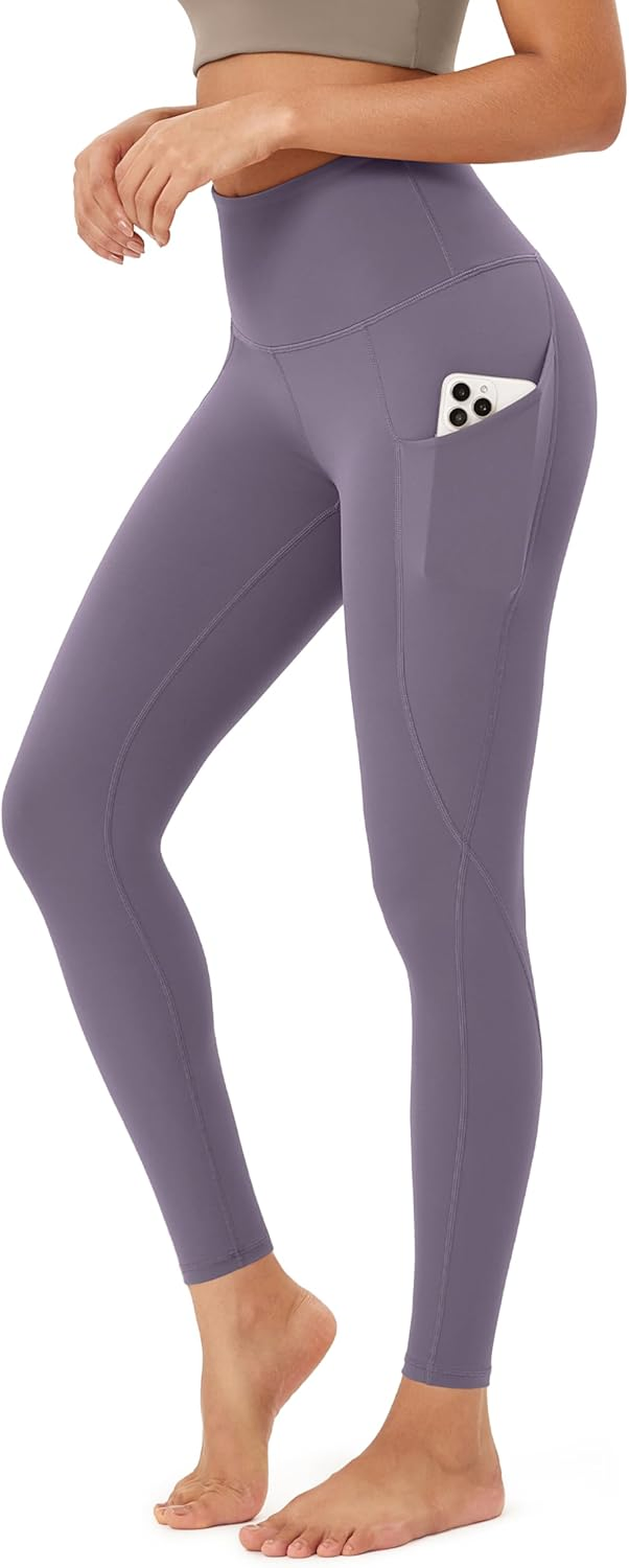 Women's High Waisted Yoga Leggings with Pockets, Tummy Control Non See Through Workout Athletic Running Yoga Pants