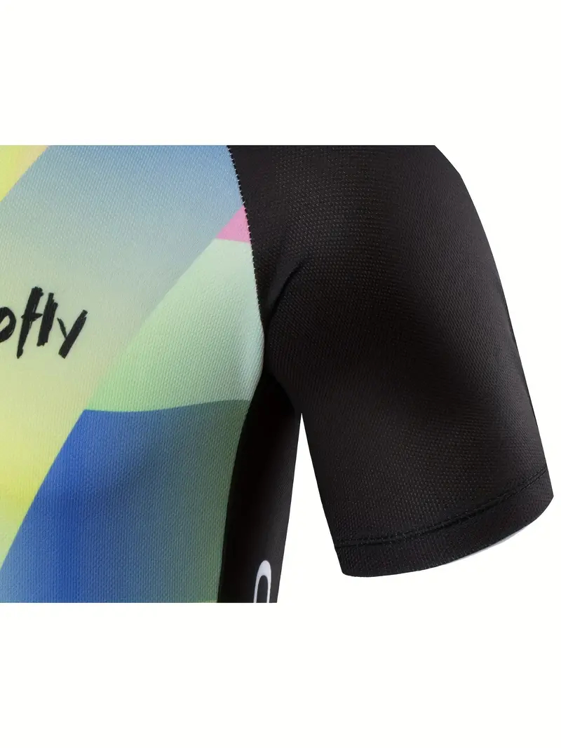 Breathable Men's Cycling Jersey with Reflective Strip and 3 Back Pockets - Quick Dry Sportswear Road and Mountain Biking Jersey