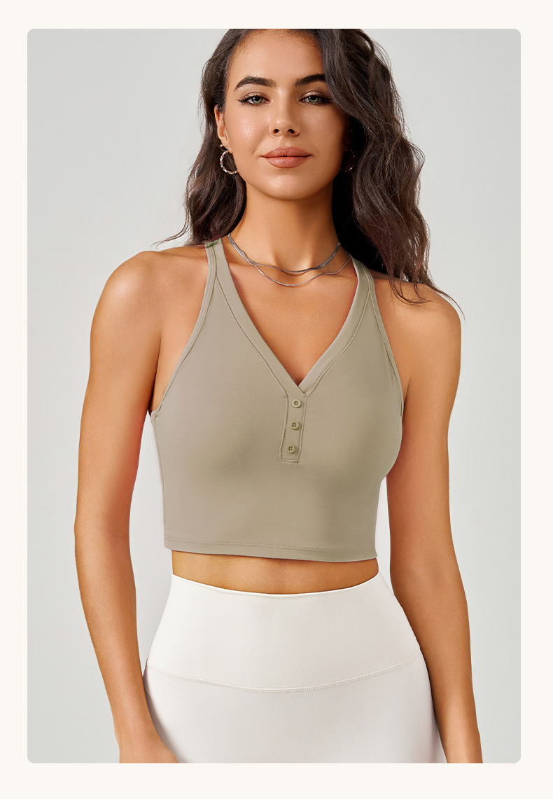 Woman Breathable Yoga Clothes Running Sports Fitness Vest Slim Fitting Tennis Top