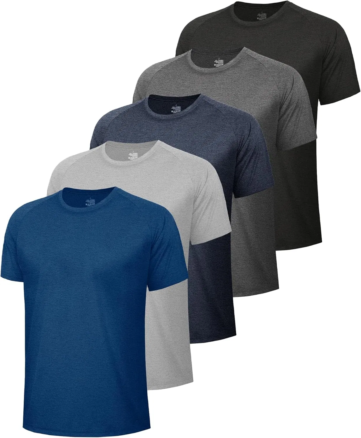 5 Pack Workout Shirts for Men-Quick Dry Black Gym Moisture Wicking Short Sleeve T-Shirts for Running Athletic Casual